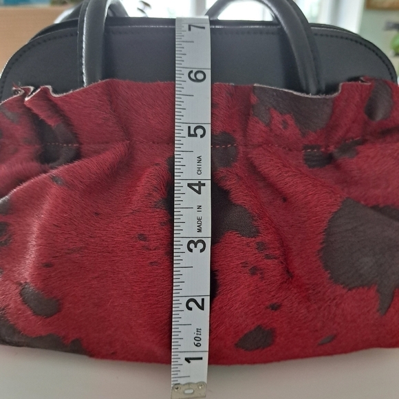 Carlo Pulicati cowhide leather handbag shoulder bag red & black Made in … - Picture 10 of 14